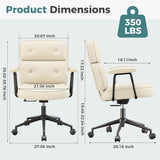 IULULU Ergonomic Home Office Desk Chair, PU Leather Computer Chair with Lumbar Support Adjustable Height Rolling Swivel Executive Task Armrests Chair