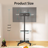 Atilioo Rolling TV Stand on Wheels, Mobile TV Cart for 23-60" Screen, Adjustable Tilt & Height, Easy to Use, Holds Up to 88lbs, Portable Floor Stand for Living Room Outdoor, Max VESA 400x400mm, Black
