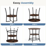 Atilioo Round Side Table, 2-Tier Sturdy End Table, Nightstand with Steel Frame for Small Space, Brown