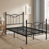 Atilioo Twin Bed Frame with Headboard, Metal Mattress Foundation Headboard, No Box Spring Needed, Noise-Free