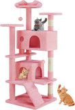 Atilioo 54 inch Cat Tree Tower with Sisal Scratching Post, Multi-Level Cat Condo with 3 Platforms, Pet-Friendly, Stable Base, Easy-Assembly, Pink