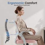 IULULU Home Office Managerial Executive Chair, Flip Up Armrest Ergonomic Mesh Adjustable Swivel Mid-Back Computer Desk Chair with Comfortable Lumbar Support, Comfy Arms for Bedroom,Study