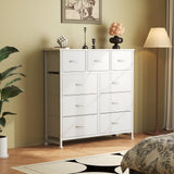 Atilioo Fabric Dresser Nightstand with 4 Drawer for Bedroom, Storage Organizer Unit, Chest of Drawers for Small Spaces, White