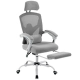 Atilioo Executive Office Chair with Footrest, High-Back Ergonomic Mesh Chair with Armrests & Adjustable Lumbar Support, Tilt Lock for Home Office, Gray