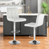 Atilioo Bar Stools Set of 2, Adjustable Counter Height Swivel Barstool Dinning Chair with PU Leather & Back and Footrest for Bar Kitchen, Black