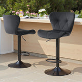 Atilioo Bar Stools Set of 2, Adjustable Counter Height Swivel Barstool Dinning Chair with PU Leather & Back and Footrest for Bar Kitchen, Black