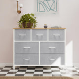 Atilioo Fabric Dresser with 5 Drawers, Clothes Storage Organizer Unit, Chest of Drawers for Bedroom Living Room, Pink