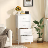 Atilioo Fabric Dresser Nightstand with 4 Drawer for Bedroom, Storage Organizer Unit, Chest of Drawers for Small Spaces, White