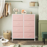 Atilioo Fabric Dresser with 5 Drawers, Clothes Storage Organizer Unit, Chest of Drawers for Bedroom Living Room, Pink