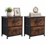 LIFERECORD Nightstand Set of 2 with 2 Fabric Drawers, End Tables with Storage Shelf for Small Spaces, Bedside Table Side Tables for Bedroom, Rustic Brown