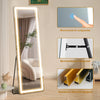 IULULU Full-Length Mirror with LEDs, Aluminum Frame, 3-Color Dimmable Light for Bedroom