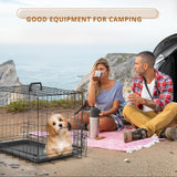Atilioo Folding Pet Kennel, Double Door Metal Wire Dog Crate with Divider Panel, Leak-Proof Pan Tray, 36 inch