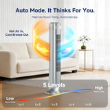 Atilioo Tower Fan with Remote, 35" Bladeless Standing Floor Fan with 5 Speeds, 64° Oscillation,12H Timer, Quiet Operation & Sleep Mode, Silver