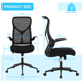 IULULU Ergonomic Office Chair, High Back Mesh with Lumbar Support, Flip-up Arms