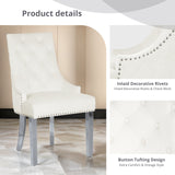 IULULU Dining Chairs Set of 2 with Stainless Steel Legs and Lion Head Handles