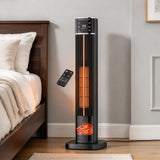 Atilioo 32" Electric Space Heater for Indoor Use, 1500W Portable Ceramic Tower Heater with Remote Control, 3 Heat Modes, 15H Time, Adjustable Thermostat, Child Lock, Overheat Protection, Black