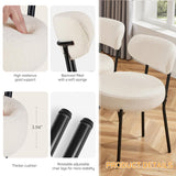 IULULU Dining Chairs Set 2, Upholstered Mid-Century Kitchen Chairs, Curved Backrest, Metal Legs