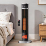 Atilioo 32" Electric Space Heater for Indoor Use, 1500W Portable Ceramic Tower Heater with Remote Control, 3 Heat Modes, 15H Time, Adjustable Thermostat, Child Lock, Overheat Protection, Black