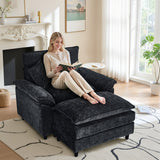 IULULU Sectional Sofa, Chenille Cloud Couch Comfy Upholstered Sofa with Ottoman, Lumbar Pillow, Deep Seat Modular Sofa for Living Room, Apartment, Studio