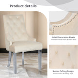 IULULU Dining Chairs Set of 2 with Stainless Steel Legs and Lion Head Handles