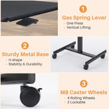 IULULU Mobile Standing Desk, Small Rolling Desk with Wheels, Pneumatic Adjustable Workstation for Home