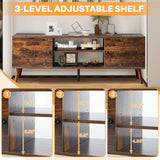 IULULU 55-60" TV Stand, Mid-Century Console with Storage