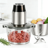 Atilioo 8 Cup Food Processors, Fast Meat Grinder & Vegetable Chopper, Dual-Bowls, Stainless Steel Blades, BPA Free, Black