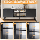 IULULU 55-60" TV Stand, Mid-Century Console with Storage