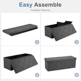Atilioo 43 Inch Folding Storage Ottoman Bench, 3 in 1 Ottoman with Storage, Padded Seat, Foot Rest Stool, Storage Chest for End of Bed, Living Room, Bedroom, Entryway, Load 660 lbs, Gray