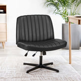 IULULU Wide Armless Desk Chair, No Wheels, Adjustable Height