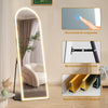 IULULU Full-Length Mirror with LEDs, Aluminum Frame, 3-Color Dimmable Light for Bedroom