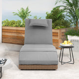 IULULU Lounge Chair Outdoor PE Wicker – Adjustable Backrest, Removable Cushion