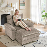 IULULU Sectional Sofa, Chenille Cloud Couch Comfy Upholstered Sofa with Ottoman, Lumbar Pillow, Deep Seat Modular Sofa for Living Room, Apartment, Studio