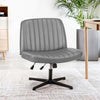 IULULU Wide Armless Desk Chair, No Wheels, Adjustable Height