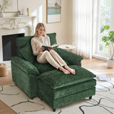 IULULU Sectional Sofa, Chenille Cloud Couch Comfy Upholstered Sofa with Ottoman, Lumbar Pillow, Deep Seat Modular Sofa for Living Room, Apartment, Studio