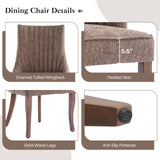 IULULU Dining Chairs, Upholstered Featuring Tufted Back Design and Solid Wood Legs Set of 2