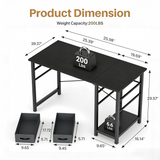 Atilioo 40" Computer Desk, PC Table with 2 Fabric Drawers & Headphone Hook, Sturdy Metal Frame, Easy Assembly for Home Office, Black