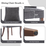 IULULU Dining Chairs, Upholstered Featuring Tufted Back Design and Solid Wood Legs Set of 2