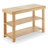 IULULU 3-Tier Bamboo Shoe Rack Bench Organizer Storage Shelf for Entryway Bedroom Living Room Balcony