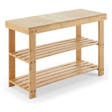 IULULU 3-Tier Bamboo Shoe Rack Bench Organizer Storage Shelf for Entryway Bedroom Living Room Balcony