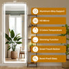 IULULU Full-Length Mirror with LEDs, Aluminum Frame, 3-Color Dimmable Light for Bedroom