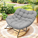 IULULU E-Coated Outdoor Rocking Chair, Weather-Resistant Modern Cozy Lounge Rocker with Cushion for Balcony, Porch, Patio & Garden - Gray