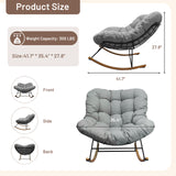 IULULU E-Coated Outdoor Rocking Chair, Weather-Resistant Modern Cozy Lounge Rocker with Cushion for Balcony, Porch, Patio & Garden - Gray