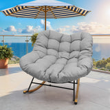 IULULU E-Coated Outdoor Rocking Chair, Weather-Resistant Modern Cozy Lounge Rocker with Cushion for Balcony, Porch, Patio & Garden - Gray