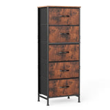 ACCVER Dresser for Bedroom 5 Storage drawer, Fabric Closet Chests Organizer Tower with Wooden Top Metal Frame for Living Room Hallway Entryway, Brown