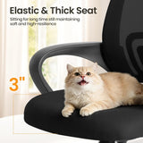 IULULU Office Desk Chair - Ergonomic Mid Back with Lumbar Support & Rocking Mode, Height Adjustable with Fixed Armrest, Storage Back for Computer, Gaming, Conference, Meeting Room, 360° Swivel