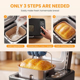 Atilioo Bread Maker Machine, Automatic 21‑in‑1 Multi‑Function, LCD Display Programmable Timer, Stainless Steel Compact, Up to 2 lbs Capacity, 3 Crust Colors, Black