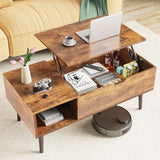 Atilioo Lift Top Coffee Table with Hidden Compartment and Storage Shelf, Rising Dining Center Table for Home Office