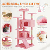 Atilioo 54 inch Cat Tree Tower with Sisal Scratching Post, Multi-Level Cat Condo with 3 Platforms, Pet-Friendly, Stable Base, Easy-Assembly, Pink