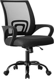 IULULU Office Desk Chair - Ergonomic Mid Back with Lumbar Support & Rocking Mode, Height Adjustable with Fixed Armrest, Storage Back for Computer, Gaming, Conference, Meeting Room, 360° Swivel